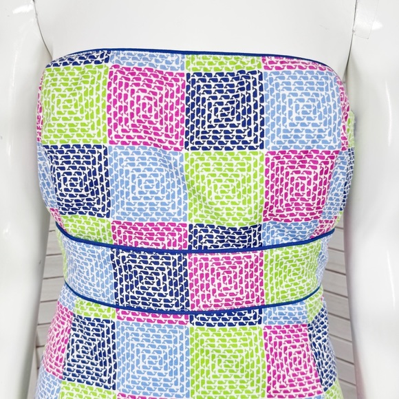 Vineyard Vines Aurora Whale Patchwork Print Strapless Tube Sheath‎ Dress 2 - Picture 5 of 11